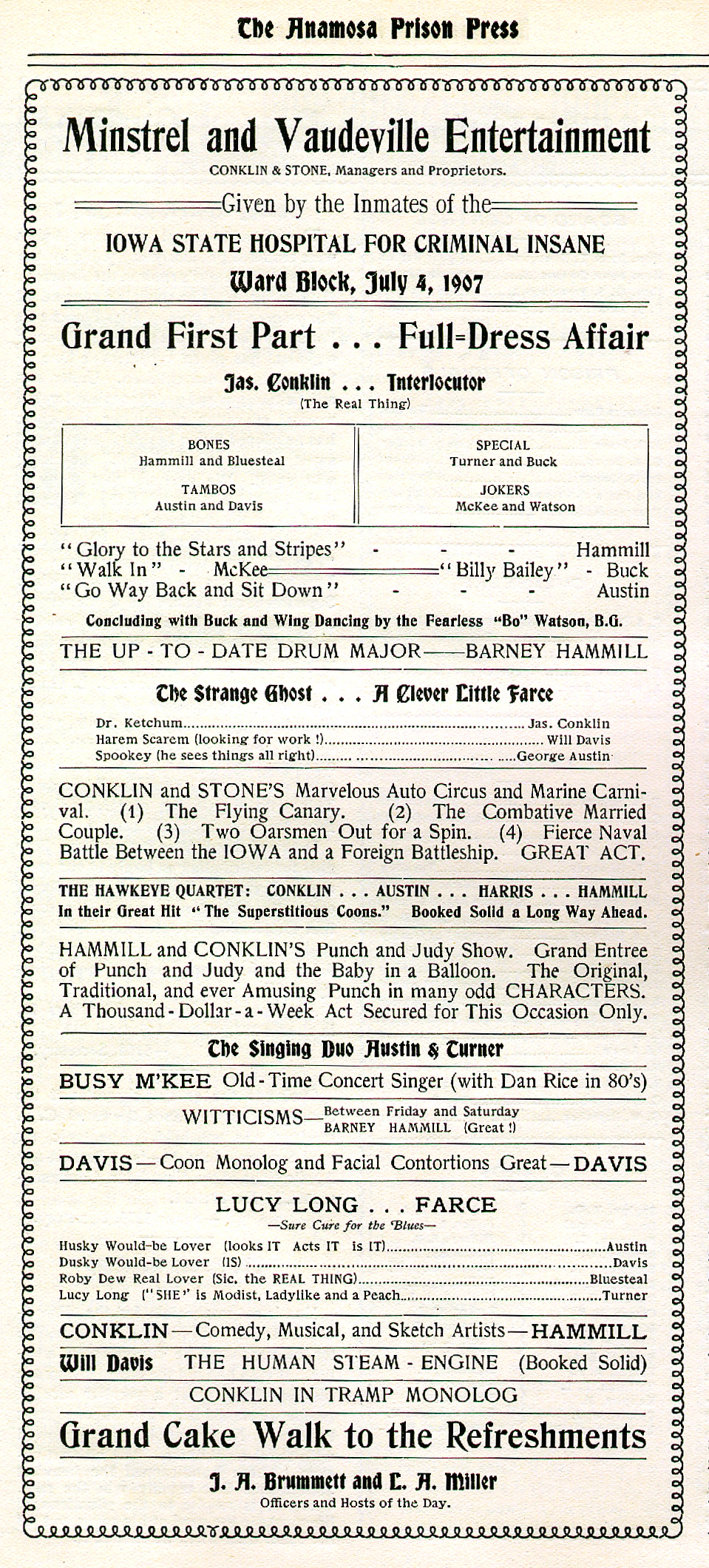 Playbill for Minstrel Show